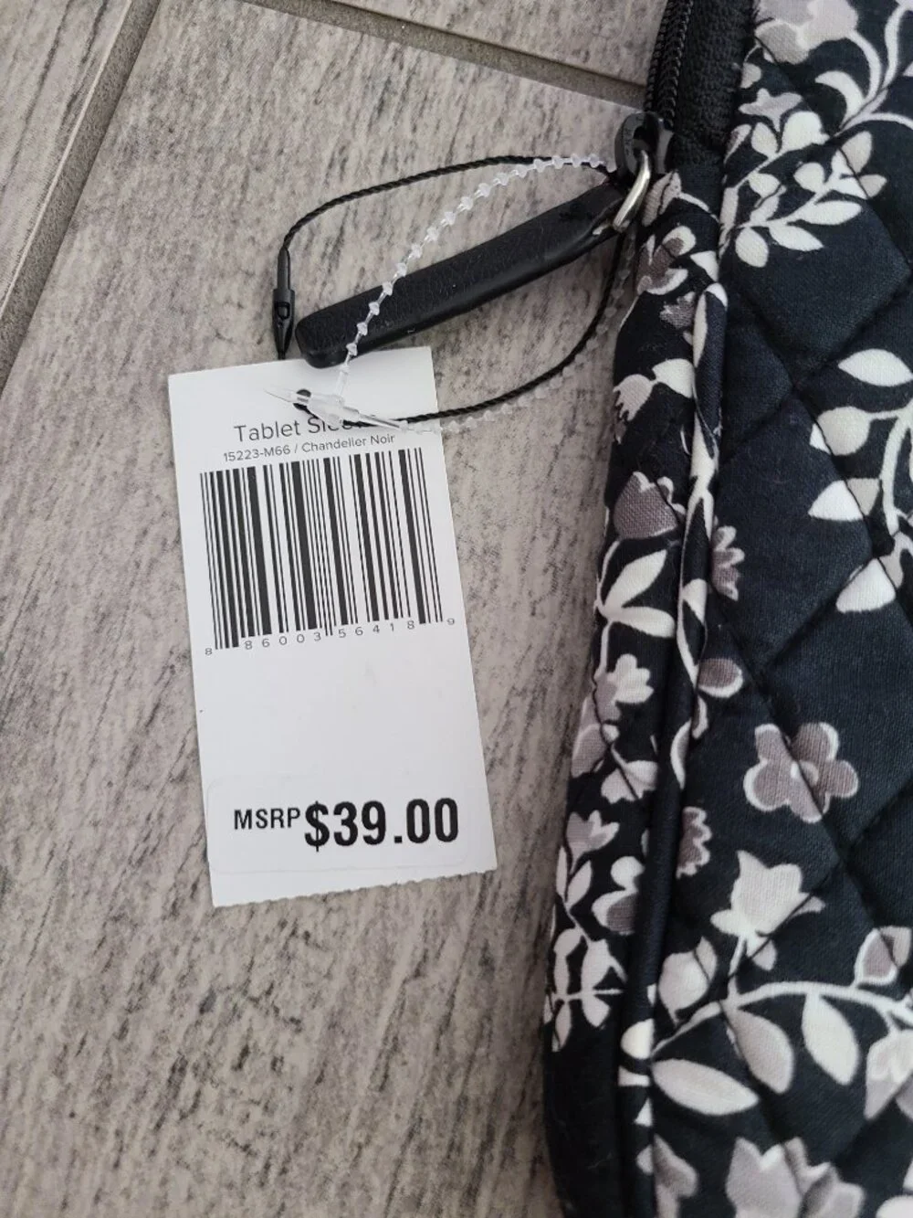 Vera Bradley Chandelier Noir Tablet Sleeve Floral Black and White NWT - Picture 4 of 8